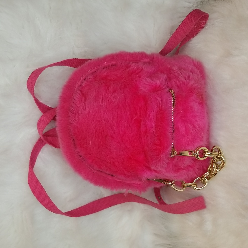 FAUX FUR PINK MINI BACKPACK